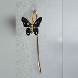 Butterfly Bookmark Brass Enamelled Glazed Colourful Vintage